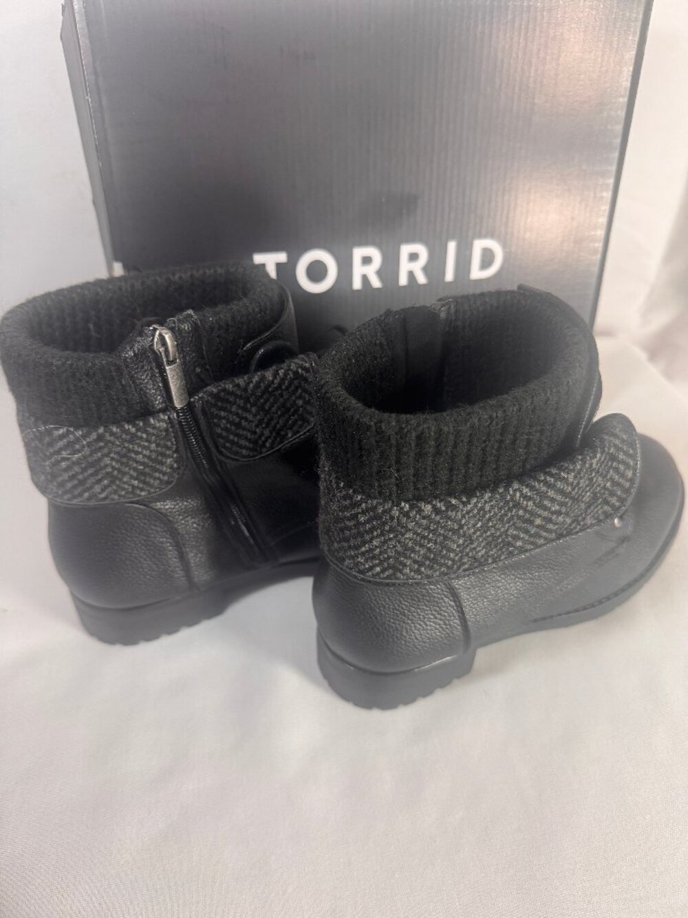 Torrid Foldover Sweater-Trimmed Combat Boots - Picture 2 of 7
